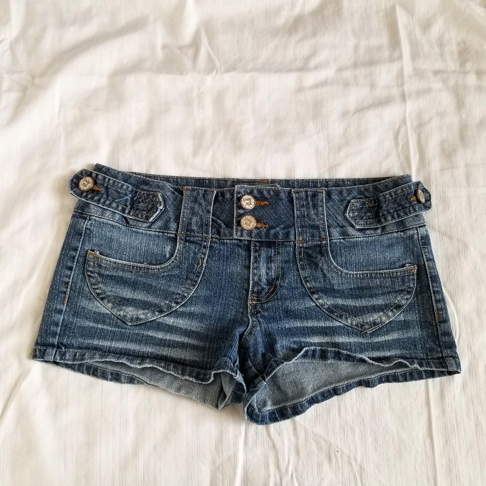 Indigo Rein Low Rise Distressed Jean Short Shorts